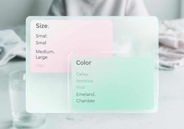 Interface showing apparel variants for color and size